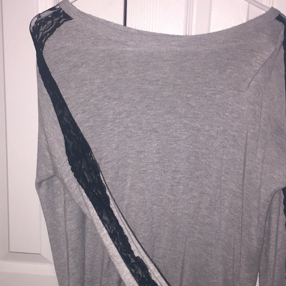 Gray laced sleeve sweater